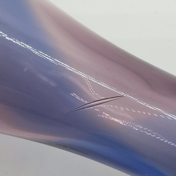 Blue Amethyst Swirl Ruffled Top Art Glass Bud Vase - Picture 6 of 12